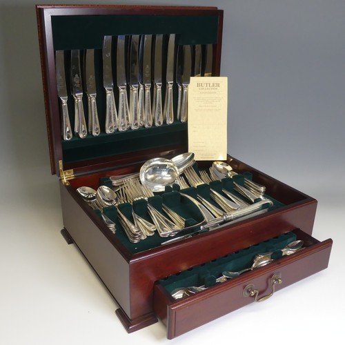 A silver plated Canteen of Cutlery, George Butler Collection, bead ...