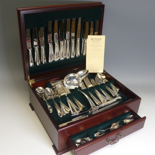 A silver plated Canteen of Cutlery, George Butler Collection, bead ...
