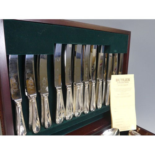 A silver plated Canteen of Cutlery, George Butler Collection, bead ...