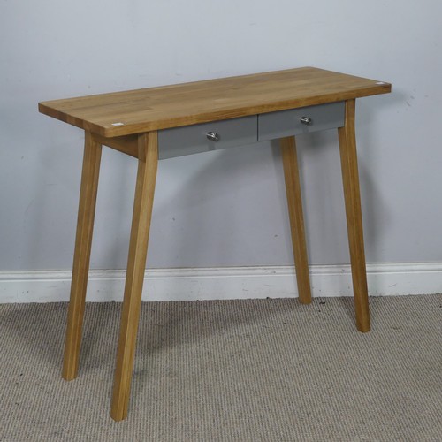 61 - A contemporary PR Home light oak Desk, W 90 cm x H 75 cm x D 35 cm, together with a similar desk Cha... 