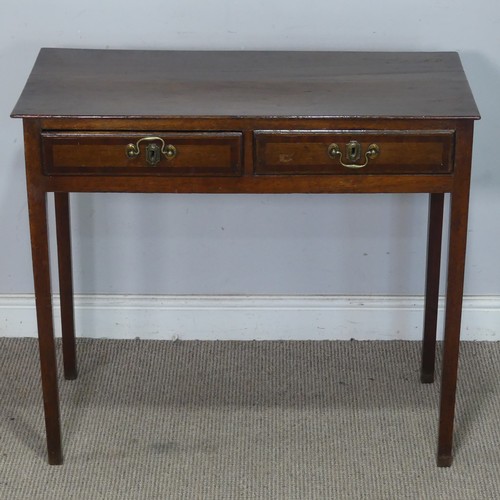 17 - An early 19th century oak side Table, with brass swing handles and tapering square supports, W 85 cm... 