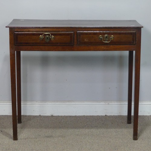 17 - An early 19th century oak side Table, with brass swing handles and tapering square supports, W 85 cm... 