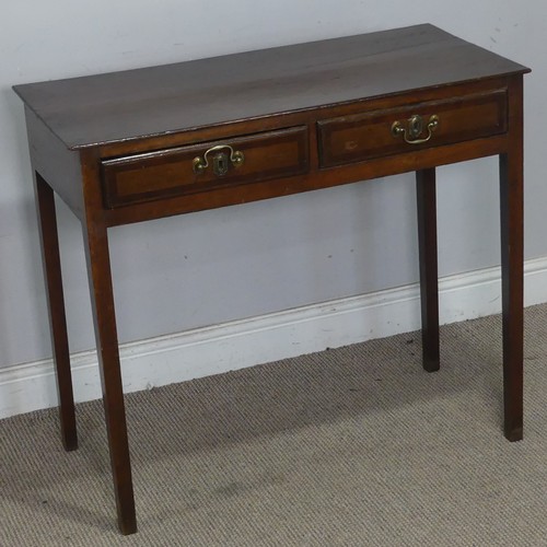 17 - An early 19th century oak side Table, with brass swing handles and tapering square supports, W 85 cm... 