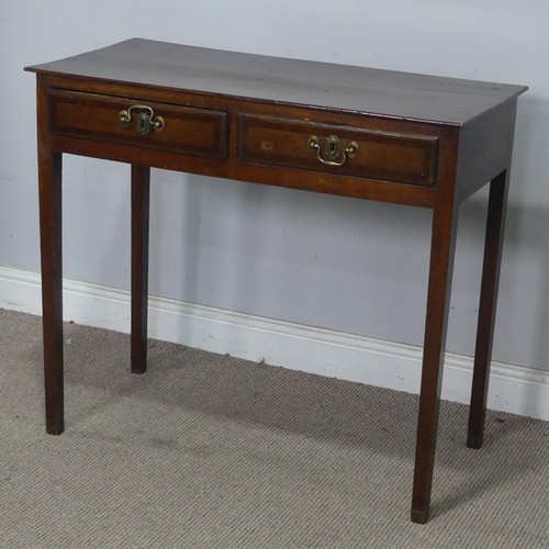 17 - An early 19th century oak side Table, with brass swing handles and tapering square supports, W 85 cm... 