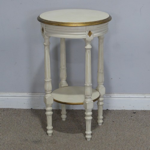 16 - A large painted white and gilt framed wall Mirror, W 85 cm x H 121 cm x D cm, together with a circul... 