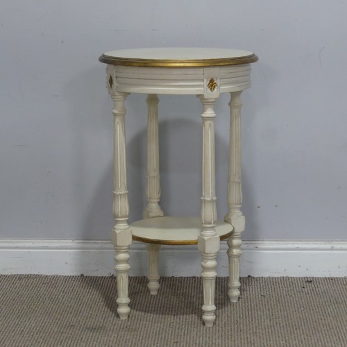 16 - A large painted white and gilt framed wall Mirror, W 85 cm x H 121 cm x D cm, together with a circul... 