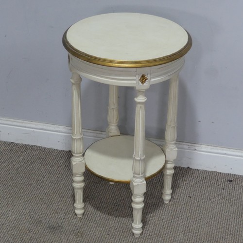 16 - A large painted white and gilt framed wall Mirror, W 85 cm x H 121 cm x D cm, together with a circul... 