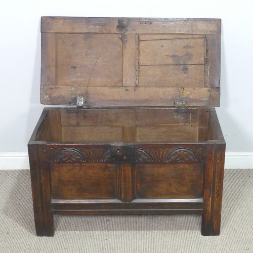 9 - An 18th century oak Coffer, of small proportions, W 93 cm x H 56 cm x D 46 cm.