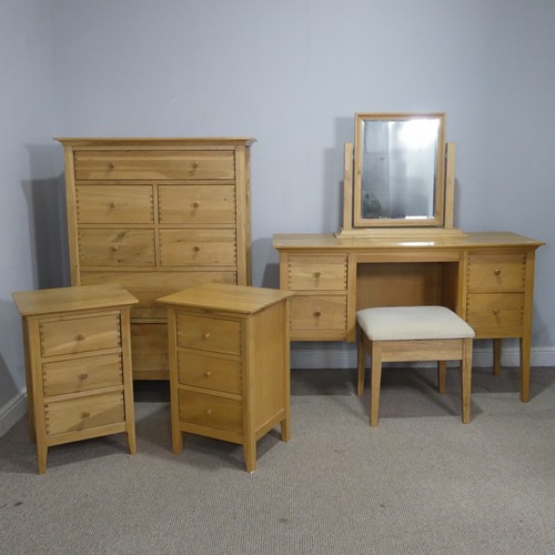 99 - A contemporary Willis & Gambier five-piece oak bedroom Suite, comprising of; a Chest of Drawers,... 