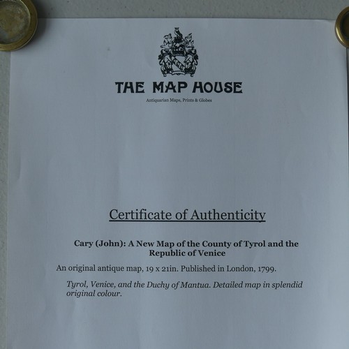 146 - Antiquarian Maps; Cary (John); 'A New Map of the County of Tyrol and the Republic of Venice', 1799, ... 