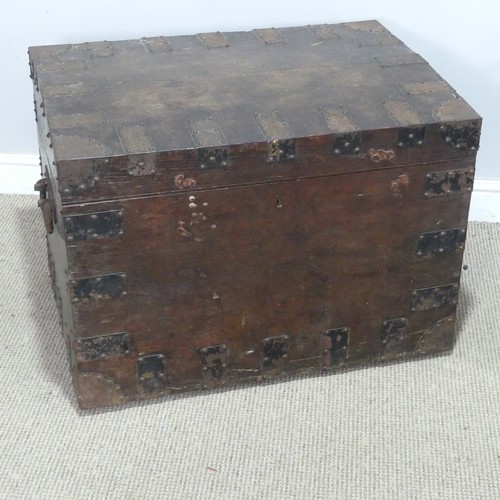 98 - A late 19th/early 20th century brass bound oak silver Chest, by Elkington & Co, with brass swing... 