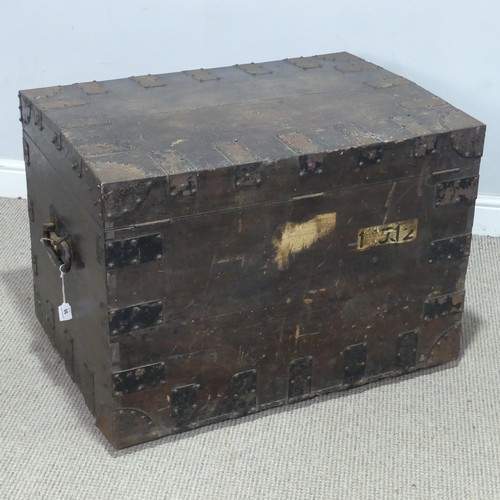 98 - A late 19th/early 20th century brass bound oak silver Chest, by Elkington & Co, with brass swing... 