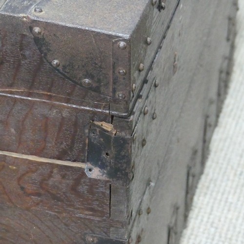 98 - A late 19th/early 20th century brass bound oak silver Chest, by Elkington & Co, with brass swing... 