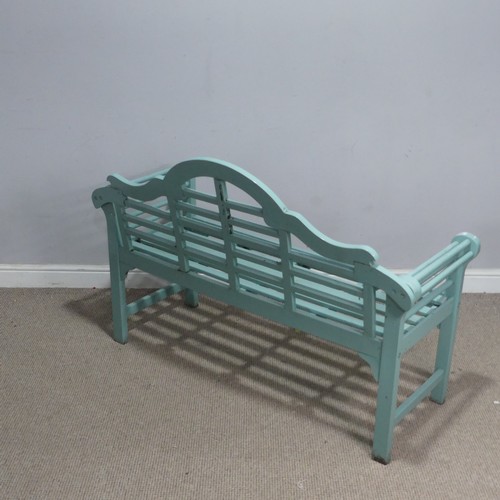 104 - A Lutyens-style painted garden Bench, W 130 cm x H 90 cm x D 48 cm.