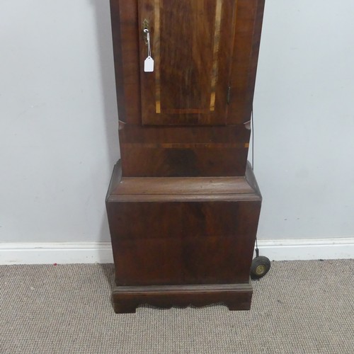 154 - A 19th century eight day Longcase Clock, the 12 inch painted white and arched dial applied with Roma... 