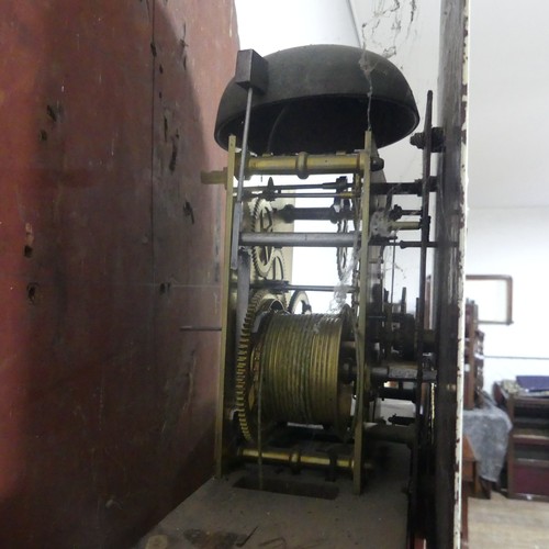 154 - A 19th century eight day Longcase Clock, the 12 inch painted white and arched dial applied with Roma... 