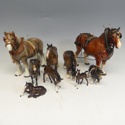 181 - A group of six Beswick Horses, one laying foal marked '915' another 'Exmoor', and four more, togethe... 