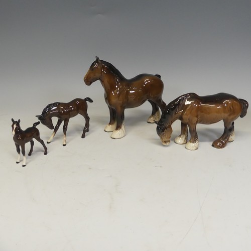 181 - A group of six Beswick Horses, one laying foal marked '915' another 'Exmoor', and four more, togethe... 