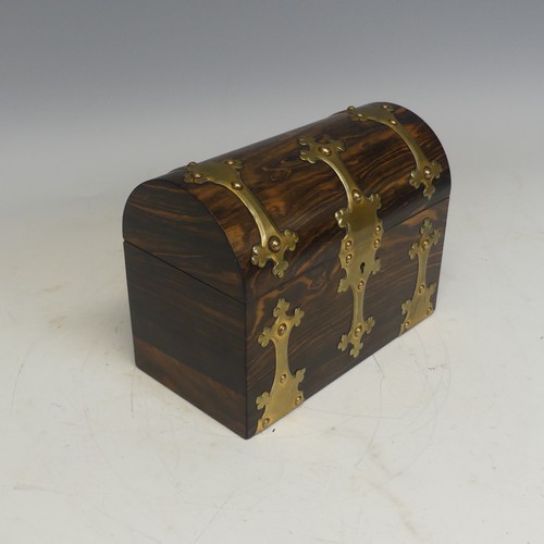 92 - A Victorian Howell. James & Co. brass bound domed-top coromandel stationary Box, applied with gi... 