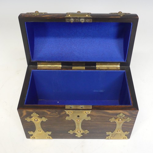 92 - A Victorian Howell. James & Co. brass bound domed-top coromandel stationary Box, applied with gi... 