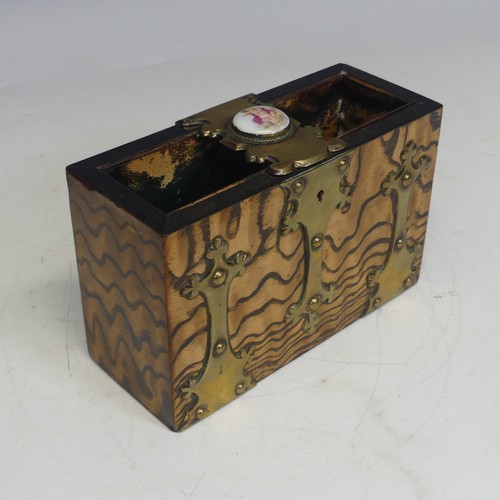 92 - A Victorian Howell. James & Co. brass bound domed-top coromandel stationary Box, applied with gi... 