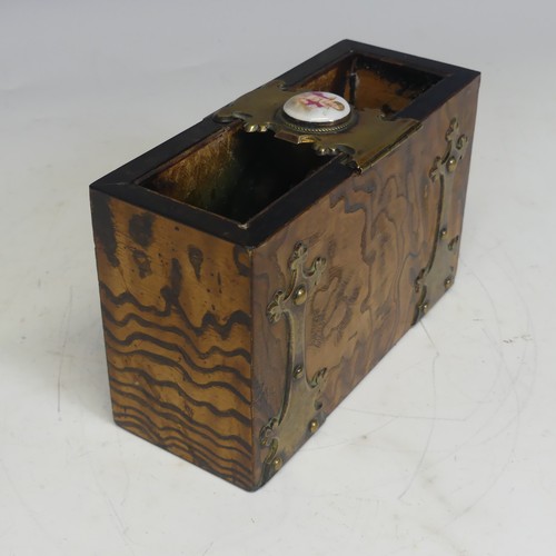 92 - A Victorian Howell. James & Co. brass bound domed-top coromandel stationary Box, applied with gi... 