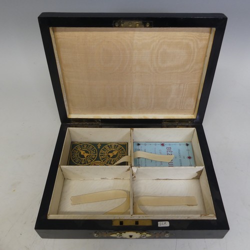 94 - A Victorian burr walnut gothic revival stationery Box, applied with a gilt metal foliate brass swing... 