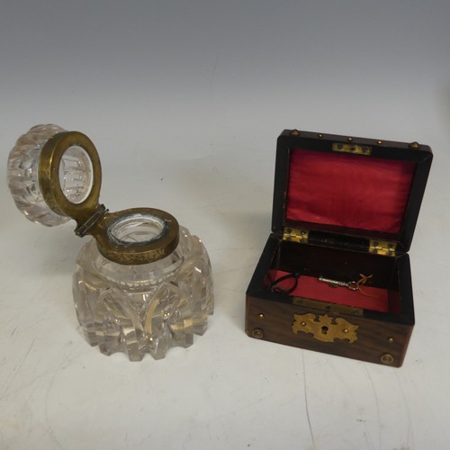 94 - A Victorian burr walnut gothic revival stationery Box, applied with a gilt metal foliate brass swing... 