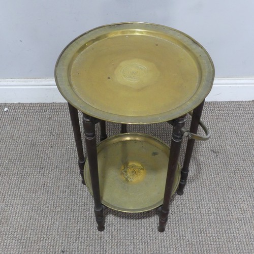 210 - An early 20th century mahogany Whatnot, with brass gallery on each tier, decorated with parquetry in... 