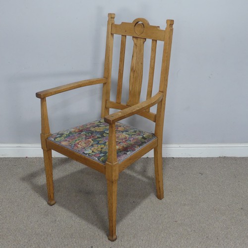 191 - An Arts and Crafts bleached oak Armchair, probably by Shapland and Petter of Barnstable, marked '282... 