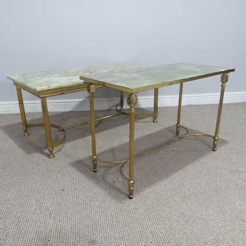 211 - A late 20th century coffee Table, in the style of Maison Jansen, the artificial marble-style green t... 