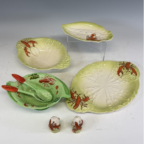 218 - A pair of Carltonware lobster pattern salt and pepper Shakers, together with eight Dishes, a salad B... 