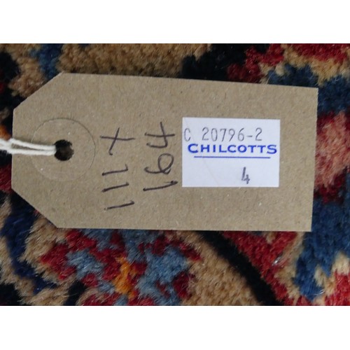 290 - Tribal Rugs; a Hamadan dark-blue and red ground Rug, wool pile on cotton base, 164cm x 111cm, pile i... 