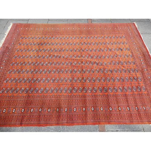 292 - Tribal Rugs; a large finely knotted Caucasian Bokhara design carpet, short wool pile on cotton base,... 