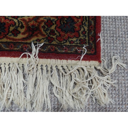 296 - A red ground Qashqai style machine-made 'Mossoul' rug, in good condition, 185cm x 85cm,... 