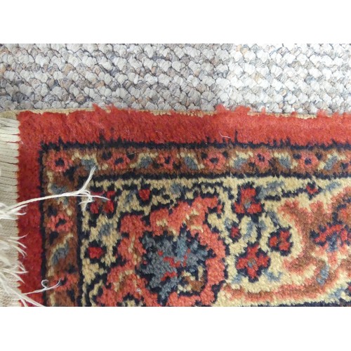 296 - A red ground Qashqai style machine-made 'Mossoul' rug, in good condition, 185cm x 85cm,... 
