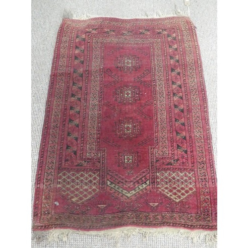288 - Tribal Rugs; a red ground Belouchi Prayer Rug, 100% wool, 117cm x 79cm, together with a finely knott... 