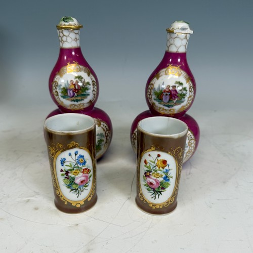 255 - A quantity of Dresden style Ceramics, together with a pair of Dudson Jugs, decorated in relief with ... 