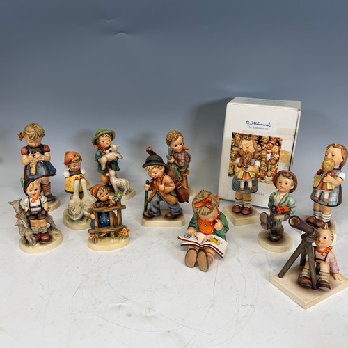209 - A large quantity of Hummel Figures, one boxed 'Kiss me', the others engaging in recreational pursuit... 