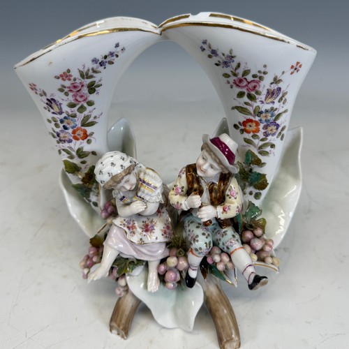 228 - A pair of Kinjo China hand painted 'Nippon' Vases, together with figural vases, a pair decorated wit... 