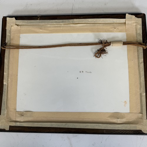 278 - Early 20th century French school, painting on glass, depicting a pair of Chaffinches perched on bran... 