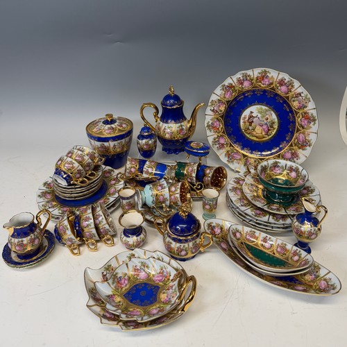 188 - A quantity Faronard-style cobalt blue Vienna Porcelain, made by Josef Kuba, including coffee service... 