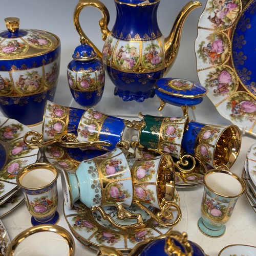 188 - A quantity Faronard-style cobalt blue Vienna Porcelain, made by Josef Kuba, including coffee service... 