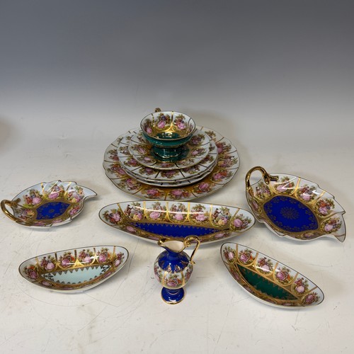 188 - A quantity Faronard-style cobalt blue Vienna Porcelain, made by Josef Kuba, including coffee service... 