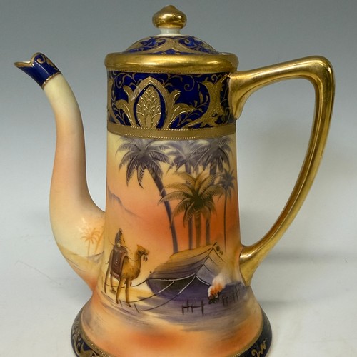 185 - A Noritake eleven-piece 'desert scene' tea Service, comprising of a teapot, milk jug, sucrier, four ... 