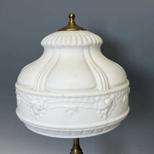 260 - A large 19th century table Lamp Base, depicting a hunting dog scene, H 55 cm, together with a later ... 