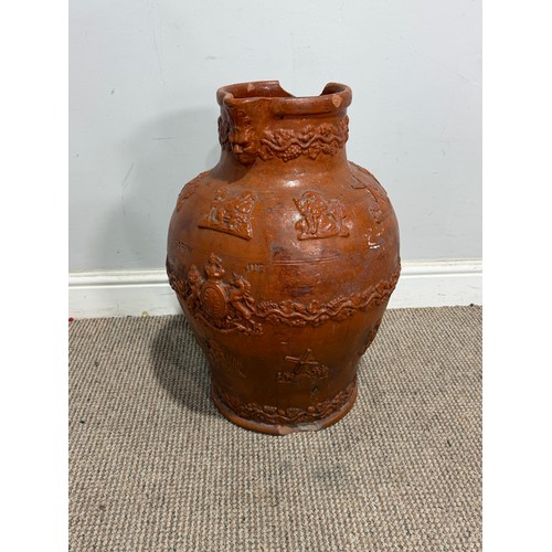 263 - A large stoneware salt glazed hunting Jug, inscribed 'Sarum Jug', celebrating Queen Victoria's Golde... 