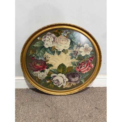 239 - A 19th century plush and bead work Peacock, on floral swag, framed and glazed, 42 cm x 60 cm, togeth... 