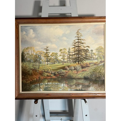 234 - Dudley Graham Weatherley (1912-2004), oil on canvas, The Willow Garden and Pond, Tiverton, signed an... 