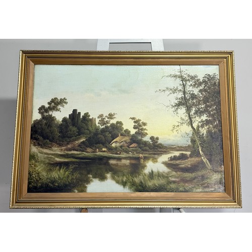 235 - 20th century School, River Landscape, oil on canvas, signed G Jennings, 60 cm x 90 cm, framed.... 